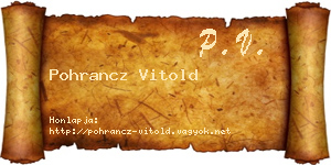 Pohrancz Vitold névjegykártya
